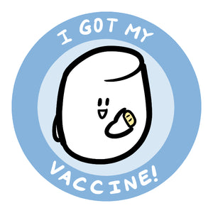 C009 - Jumbo 2" Stickers - Vaccinated 2 | Marshmallow is Vaccinated! (Single or Set of 3)